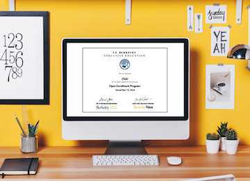 digital certificate of completion shown on monitor