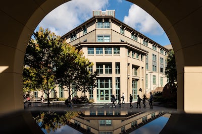 haas school of business entry archway architectural photo