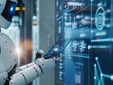 robot looking at screen