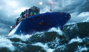 container ship on rough seas