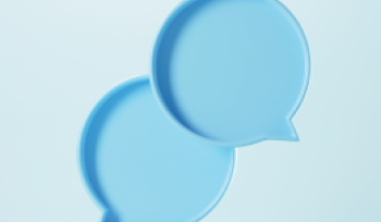 Conversation bubbles on a blue background
