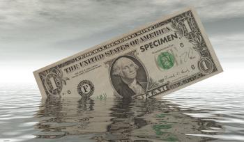 dollar floating in water